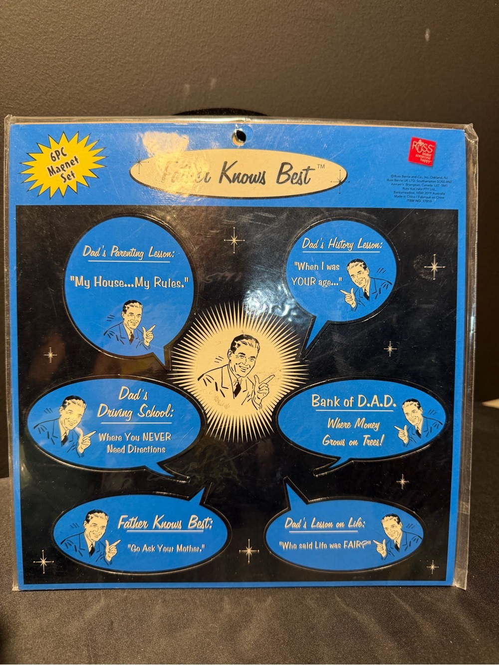 Father Knows Best Blue Retro Quote Magnet Set - - Picture 1 of 4